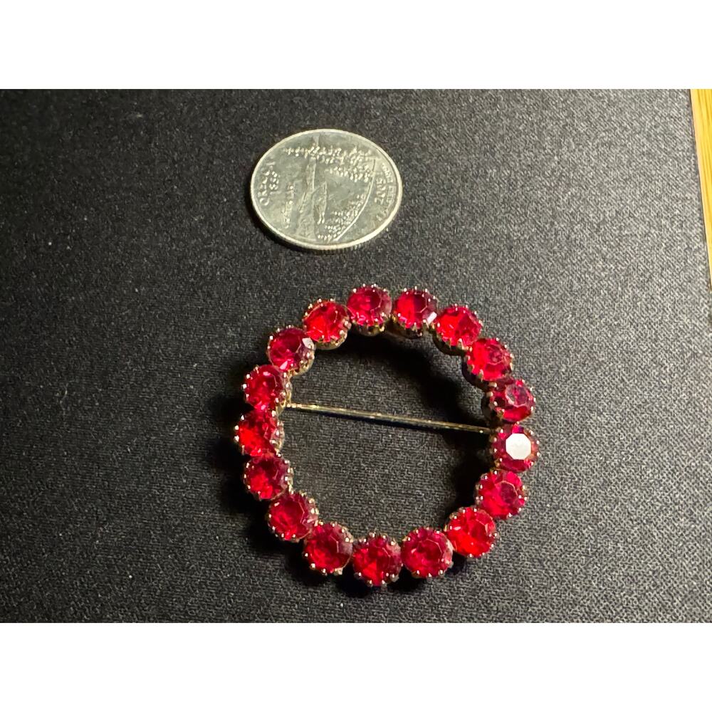 Vintage St Labre Red Rhinestone Brooch‎ - Picture 3 of 5